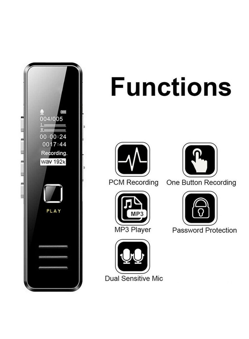 Digital Audio Recorder Speaker 8GB USB Rechargeable Digital Voice Recorder Play Sound MP3 Player Noise Reduction Remote Record