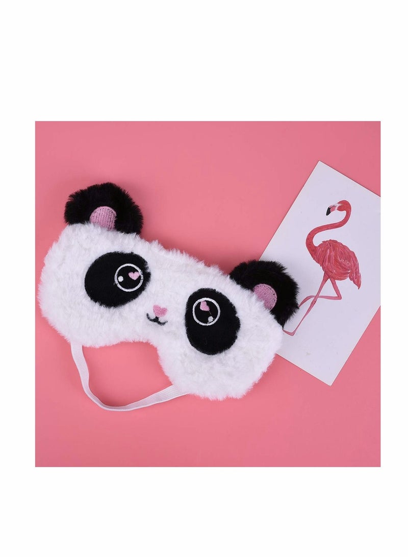 Cute Panda Sleeping Mask, Soft Fluffy Plush Blindfold Funny Novelty Animal Sleep Mask Eye Cover Eyeshade for Kids Girls Boys Women Men Night Nap Travel Meditation