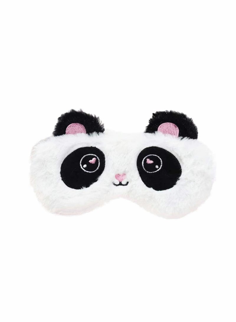 Cute Panda Sleeping Mask, Soft Fluffy Plush Blindfold Funny Novelty Animal Sleep Mask Eye Cover Eyeshade for Kids Girls Boys Women Men Night Nap Travel Meditation