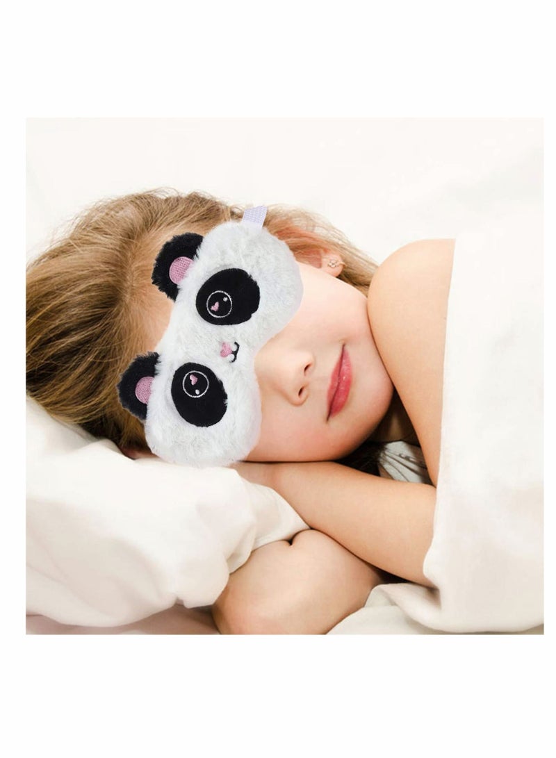 Cute Panda Sleeping Mask, Soft Fluffy Plush Blindfold Funny Novelty Animal Sleep Mask Eye Cover Eyeshade for Kids Girls Boys Women Men Night Nap Travel Meditation