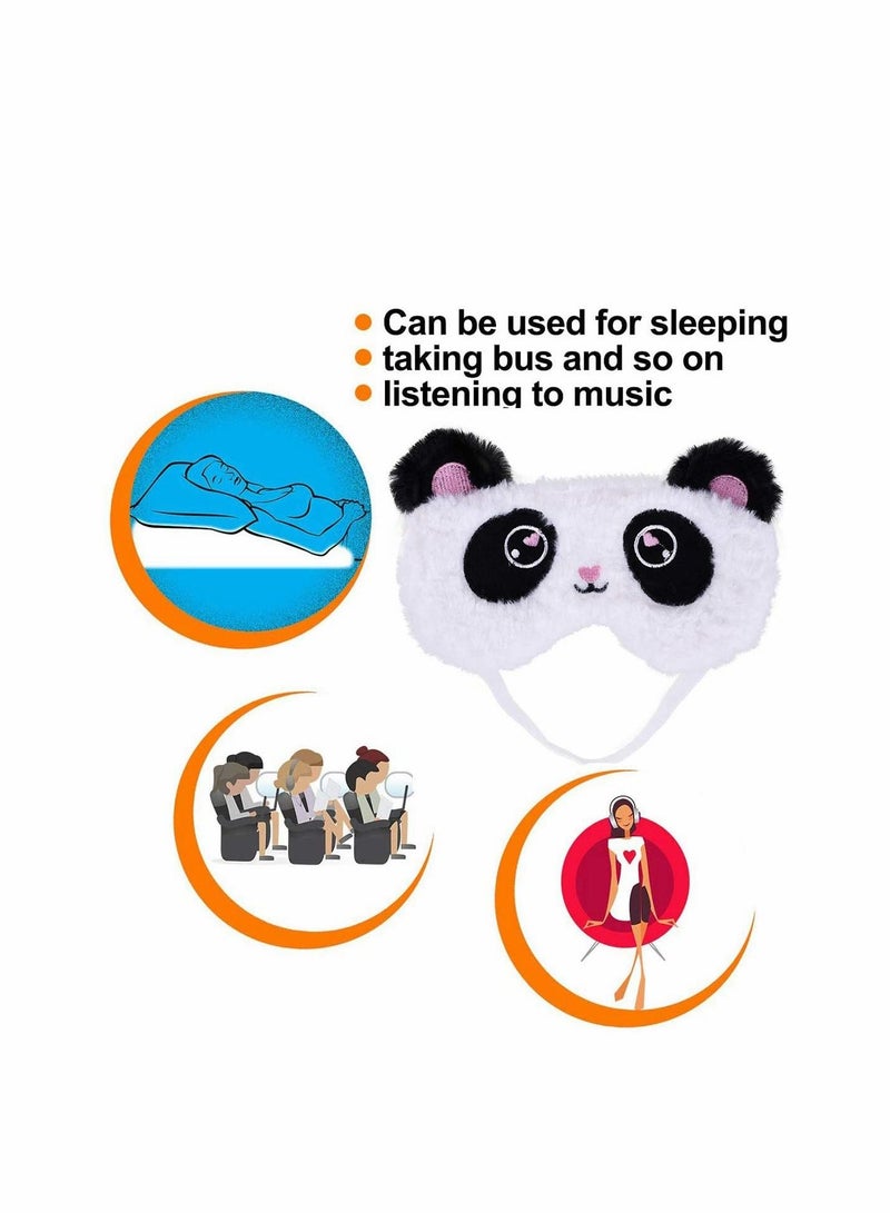 Cute Panda Sleeping Mask, Soft Fluffy Plush Blindfold Funny Novelty Animal Sleep Mask Eye Cover Eyeshade for Kids Girls Boys Women Men Night Nap Travel Meditation