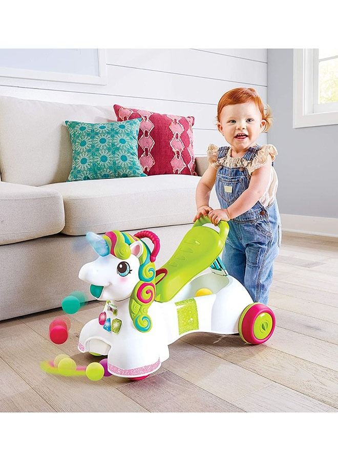 3-In-1 Sit Walk and Ride Unicorn Activity, Learning Fun Baby/Kids Walker-Interactive Music and Lights