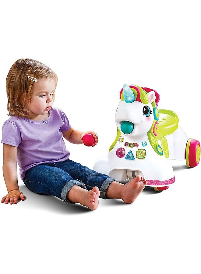 3-In-1 Sit Walk and Ride Unicorn Activity, Learning Fun Baby/Kids Walker-Interactive Music and Lights