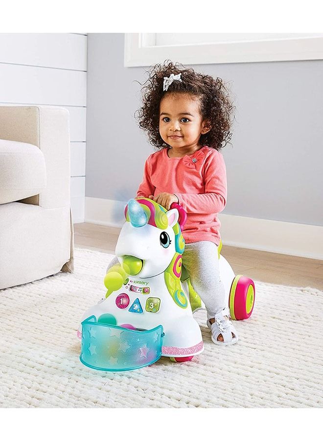 3-In-1 Sit Walk and Ride Unicorn Activity, Learning Fun Baby/Kids Walker-Interactive Music and Lights