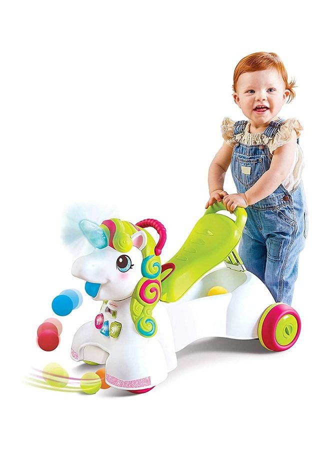 3-In-1 Sit Walk and Ride Unicorn Activity, Learning Fun Baby/Kids Walker-Interactive Music and Lights