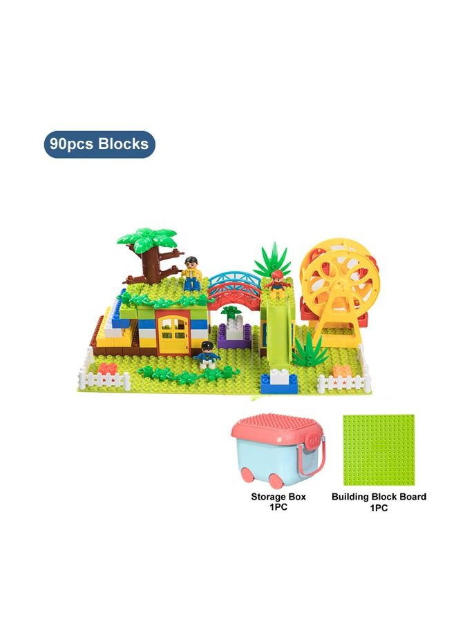 90pcs Dream Park Theme Block Compatible Building Blocks DIY Big Bricks Toys For Children Gift