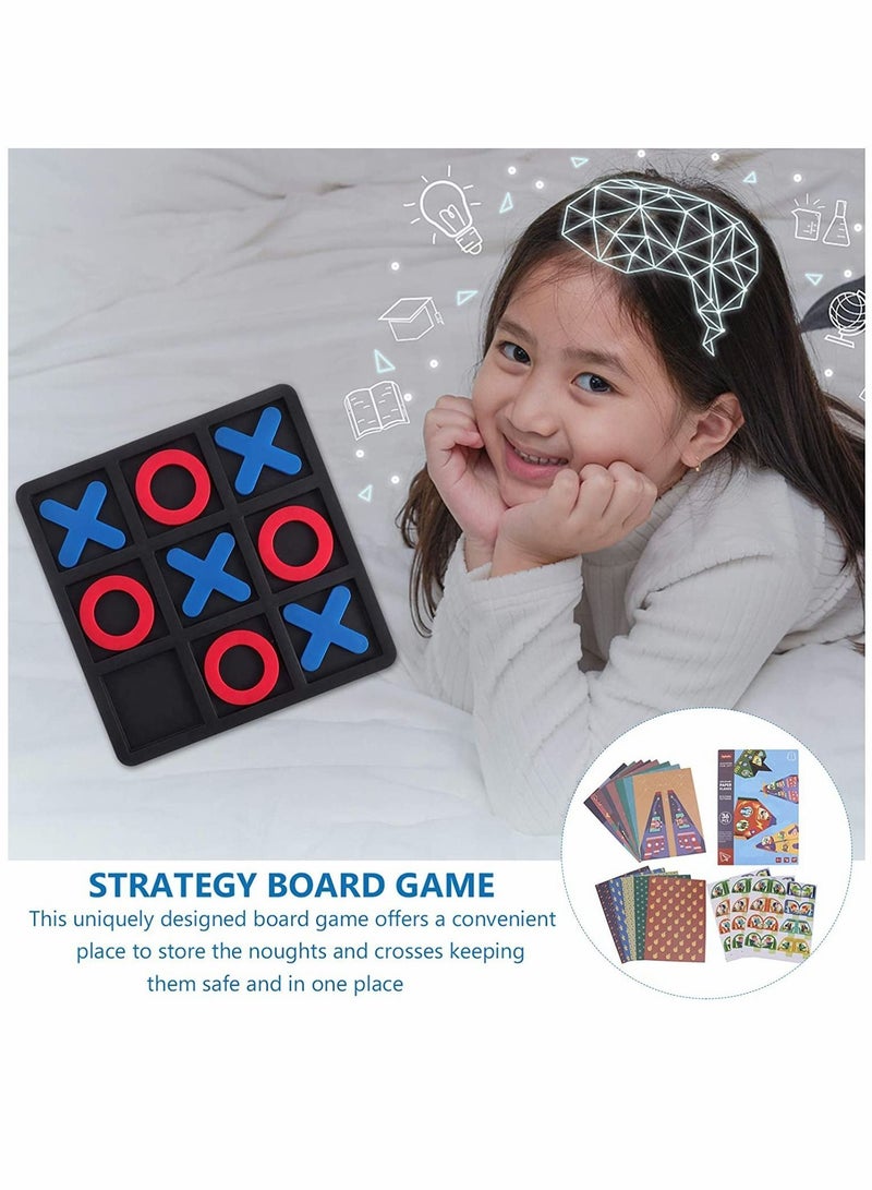 Board Games, Tic Tac Toe Game Board, Strategy Family Games Night, Classic Tactile Puzzle, 2 Boxes