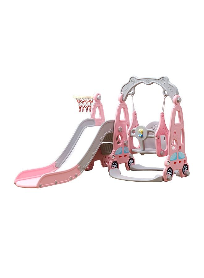Pink Baby Plastic Swing With Kids Slides For Playground Play Set