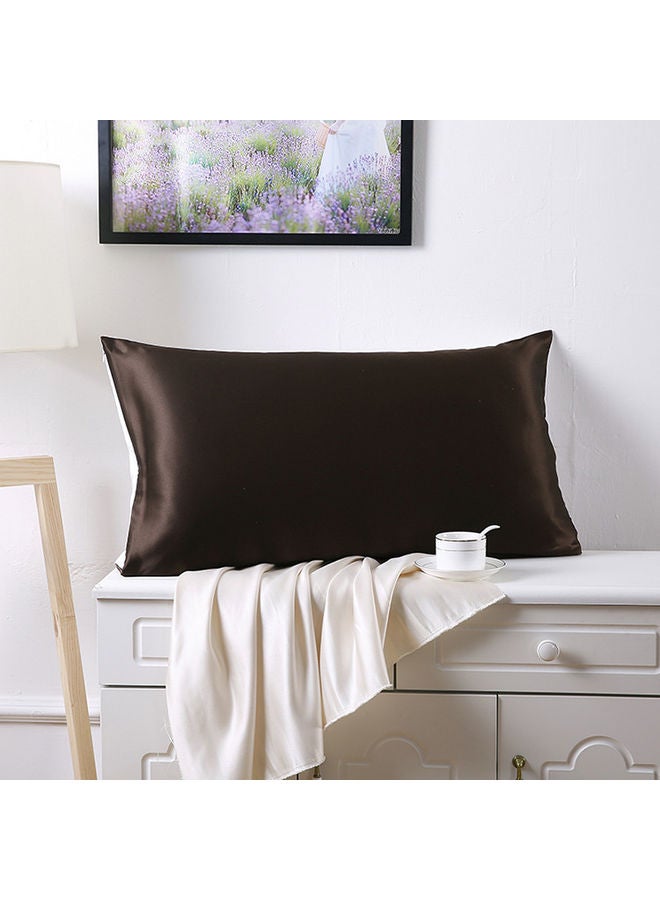 100% Pure Mulberry Queen Pillowcase Silk Coffee Brown 76x51cm
