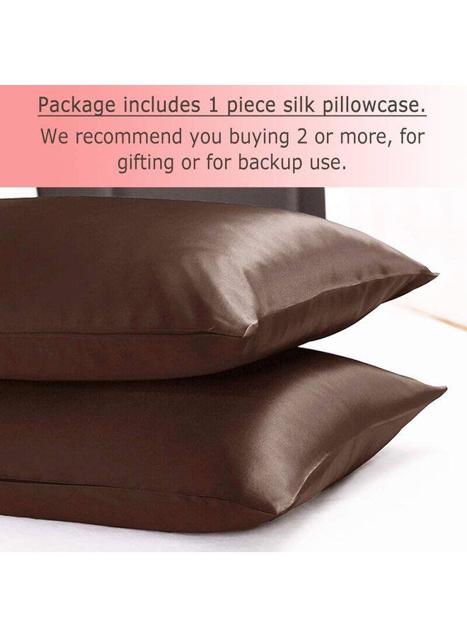 100% Pure Mulberry Queen Pillowcase Silk Coffee Brown 76x51cm