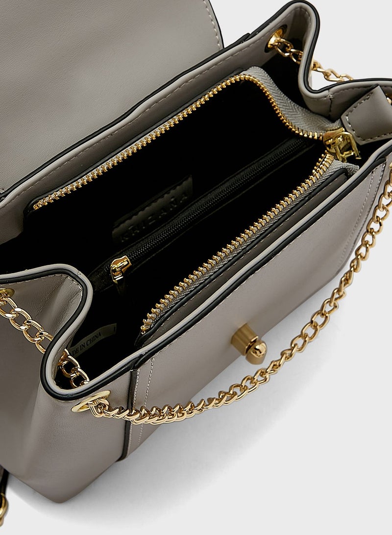 Chain Detail Satchel Bag