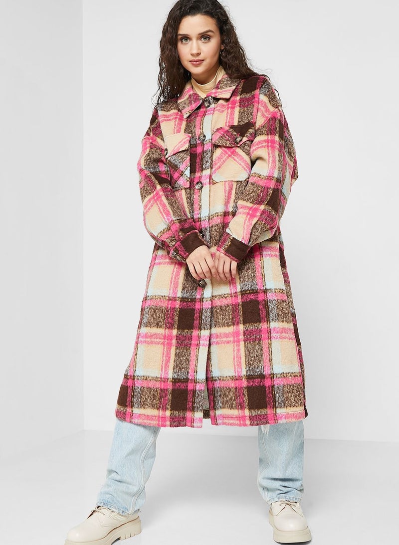 Checked Pocket Detail Jacket