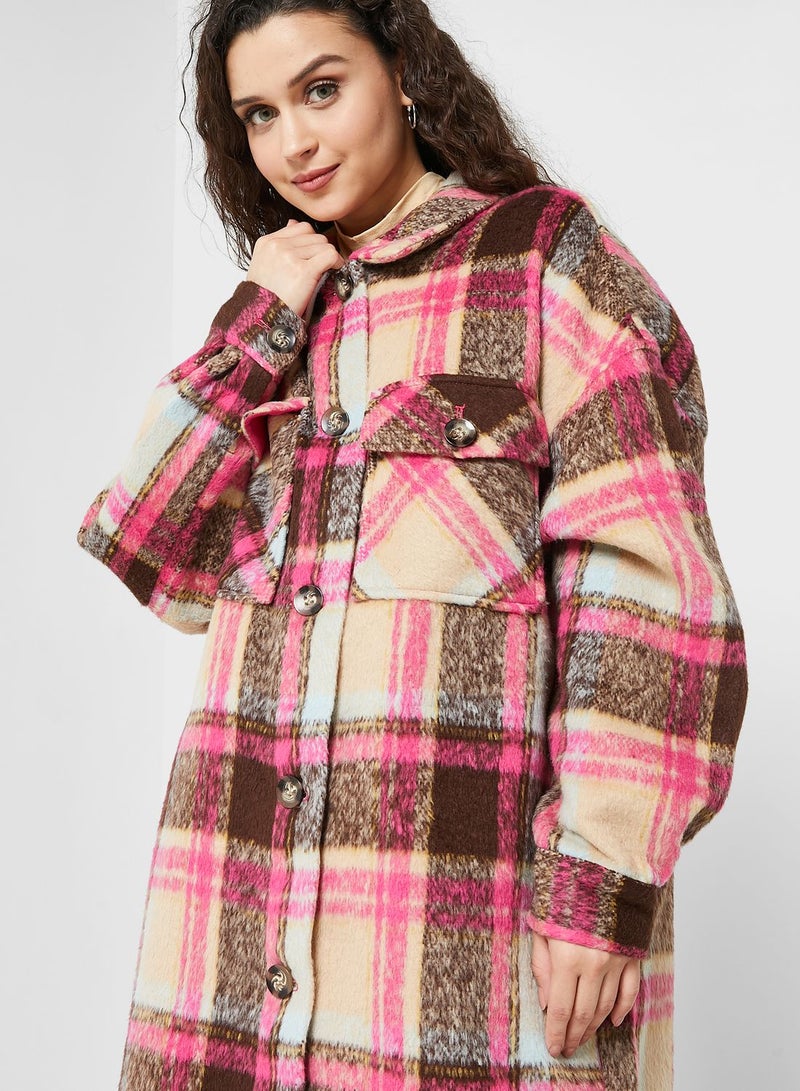 Checked Pocket Detail Jacket