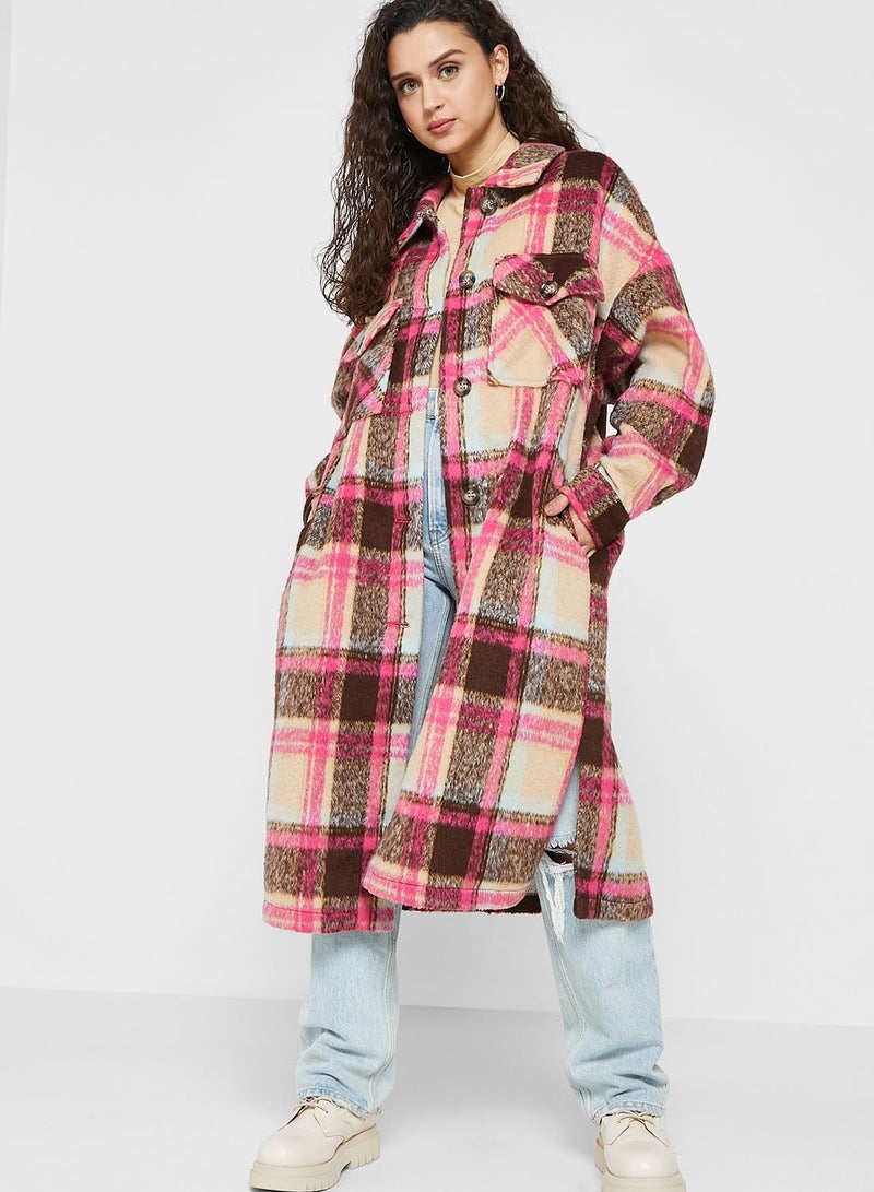 Checked Pocket Detail Jacket