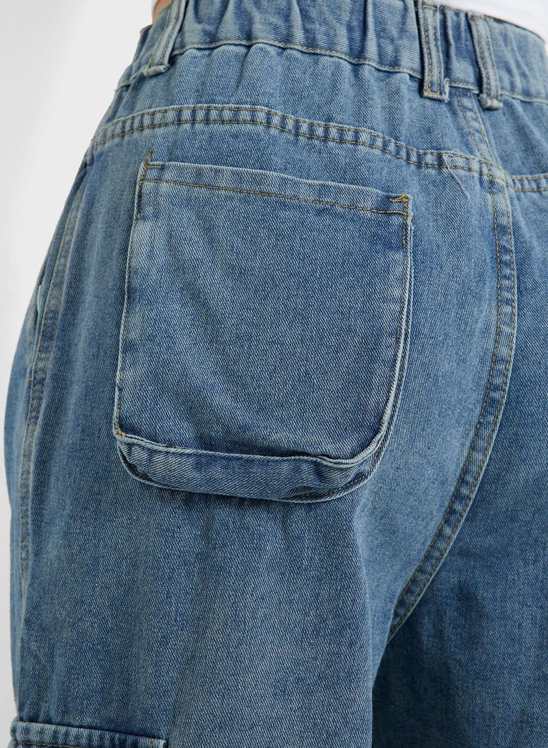 Multi-Pocket Straight Leg Cargo Jeans