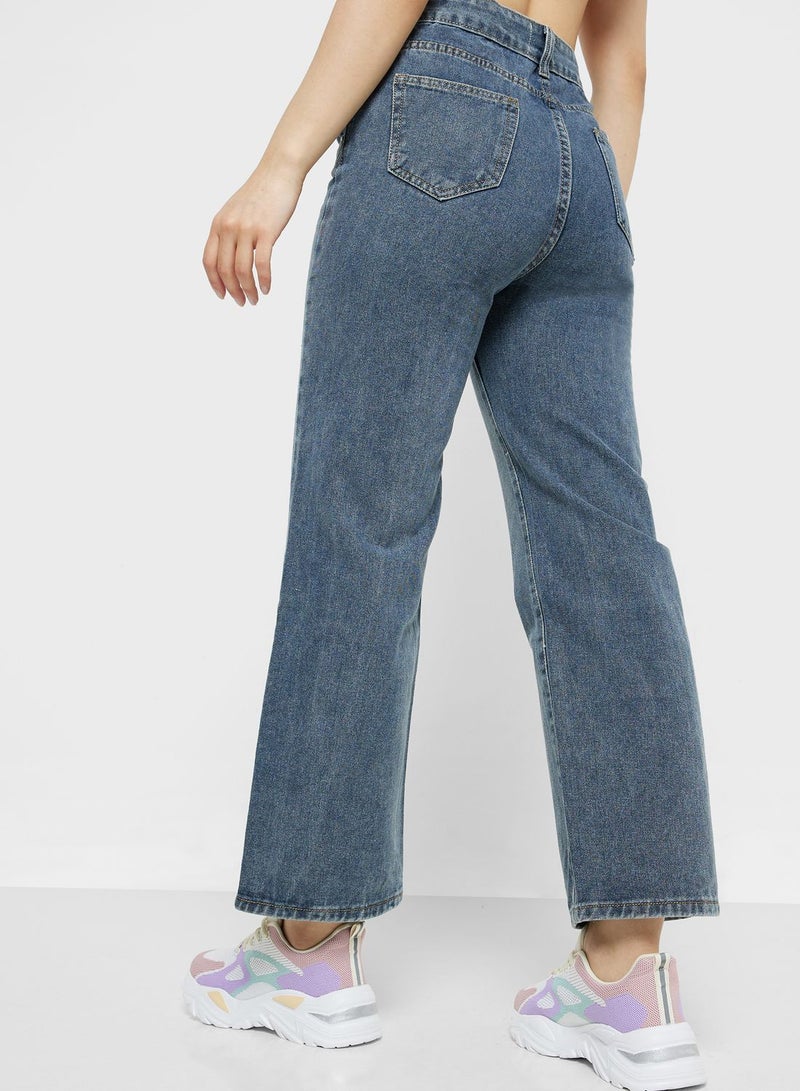 High Waist Straight Fit Jeans