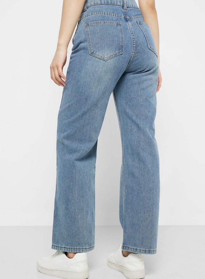 High Waist Straight Fit Jeans