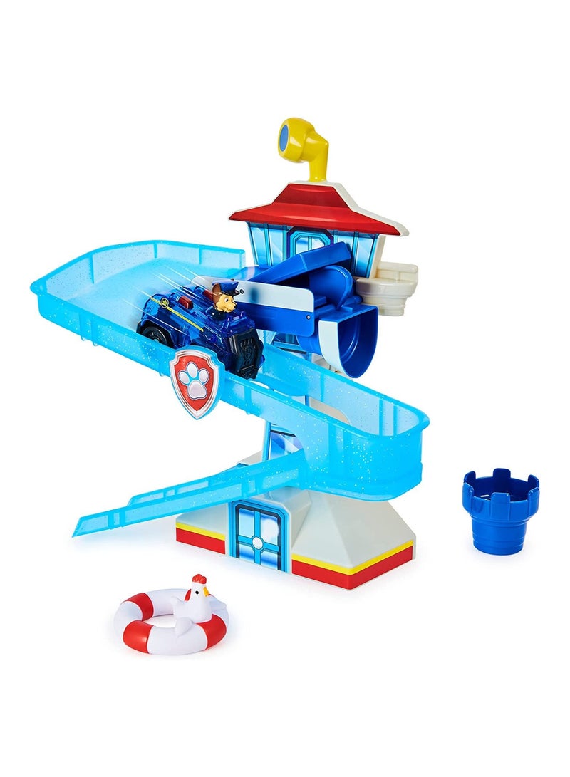 PAW PATROL Adventure Bay Bath Playset with Light-up Chase Vehicle, Bath Toy for Kids Aged 3 and up