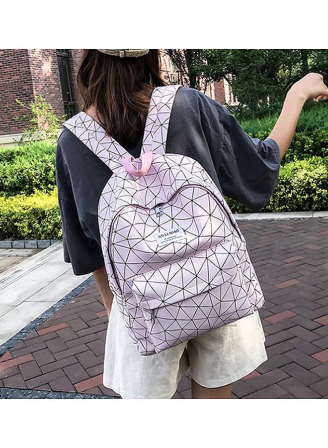 Geometric Pattern Backpack Pink/Black