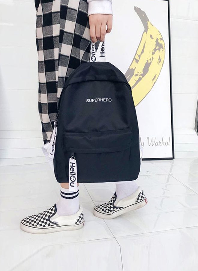 Superhero Printed Backpack Black