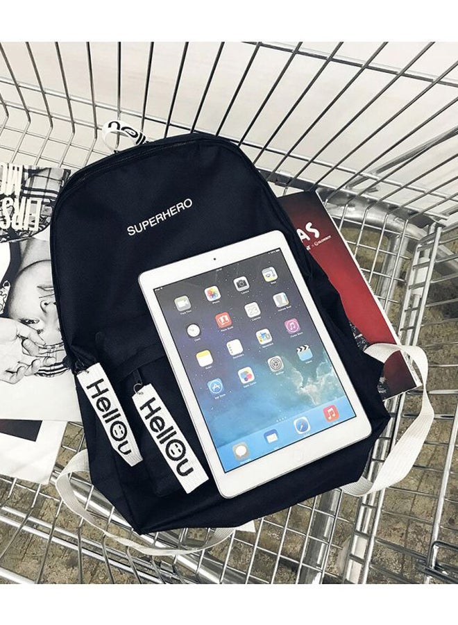Superhero Printed Backpack Black