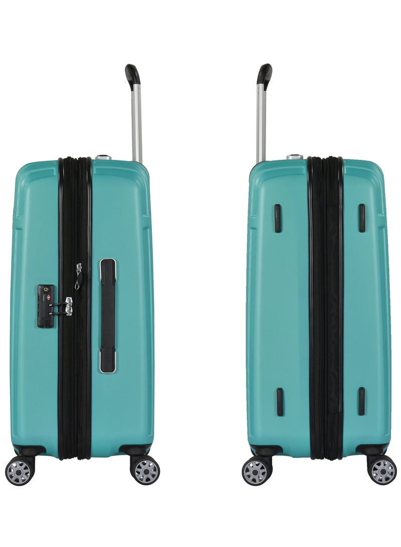 Hard Case Travel Bags Makrolon Polycarbonate Lightweight Expandable Zipper Trolley Luggage Set And Robust 4 Quiet Wheels With TSA Lock Kg82 Turquoise