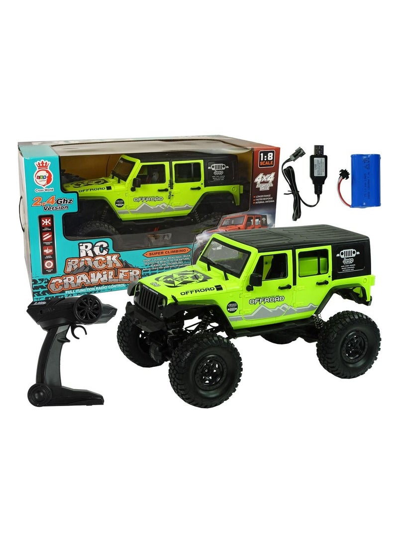 Large 1:8 R/C 4X4 RECHARGEABLE JEEP - Green