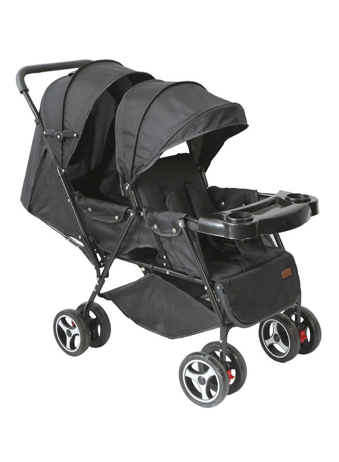 Baby Pair Twin Front Seat Stroller With Removable Armrest or Tray- Black