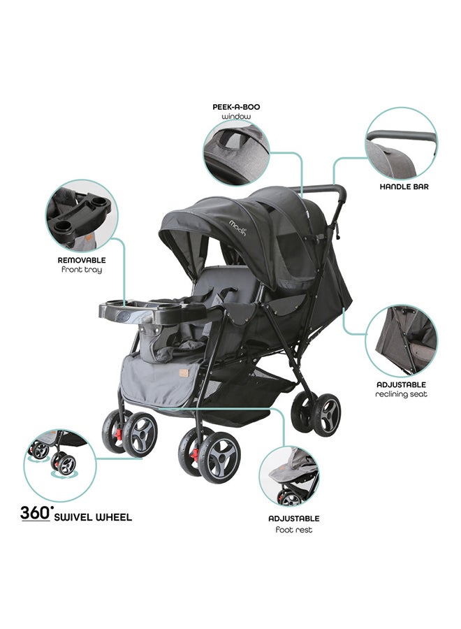 Pair Twin Stroller -Black