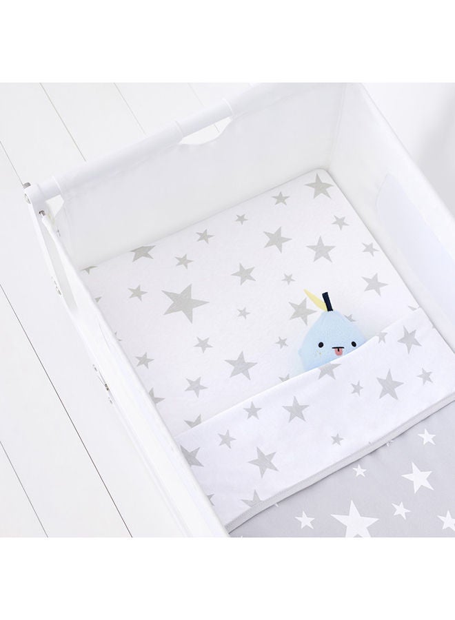 Pack of 2 Crib Fitted Sheets, Design Ed To Fit Pod Bedside Cribs, 100% Cotton, Infant And Baby, Patternstar, Fitted Sheet Size 44 X 80Cm