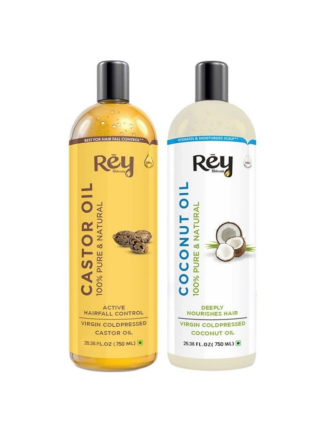 Coldpressed 100% Pure Castor Oil & Coconut Oil Combo Moisturizing & Healing For Skin Hair Care Eyelashes (200 Ml + 200 Ml) (200 Ml) (200 Ml) (200 Ml) (750)