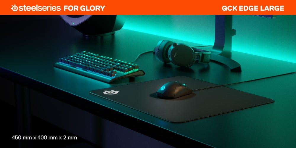 SteelSeries QcK Edge Cloth Gaming Mouse Pad - Never-fray Stitched Edges - Optimized For Gaming Sensors