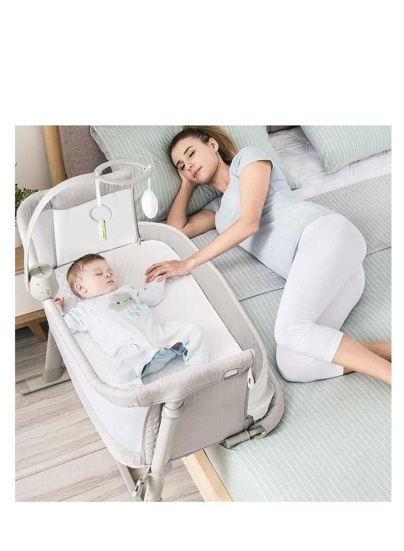 RONBEI - baby bedside crib, With Music Function And Toys, Adjustable & Portable, for Infant For Baby Boy & Girl.
