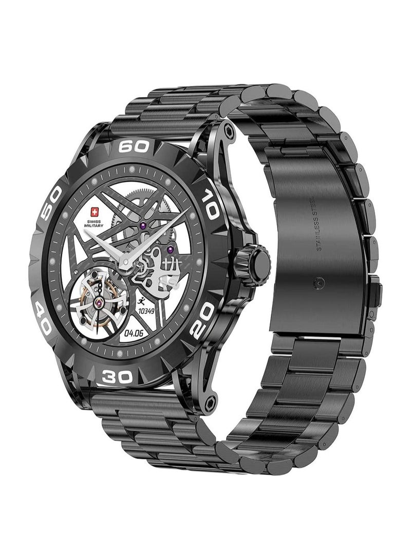 Swiss Military Dom 2 Smartwatch: Receive & Make Calls,Sport Features,Heart Rate/Blood Pressure/Oxygen Level Monitoring, Magnetic Charging,5-7 Days Battery Life Compatible with iOS/Android. - Gun Metal