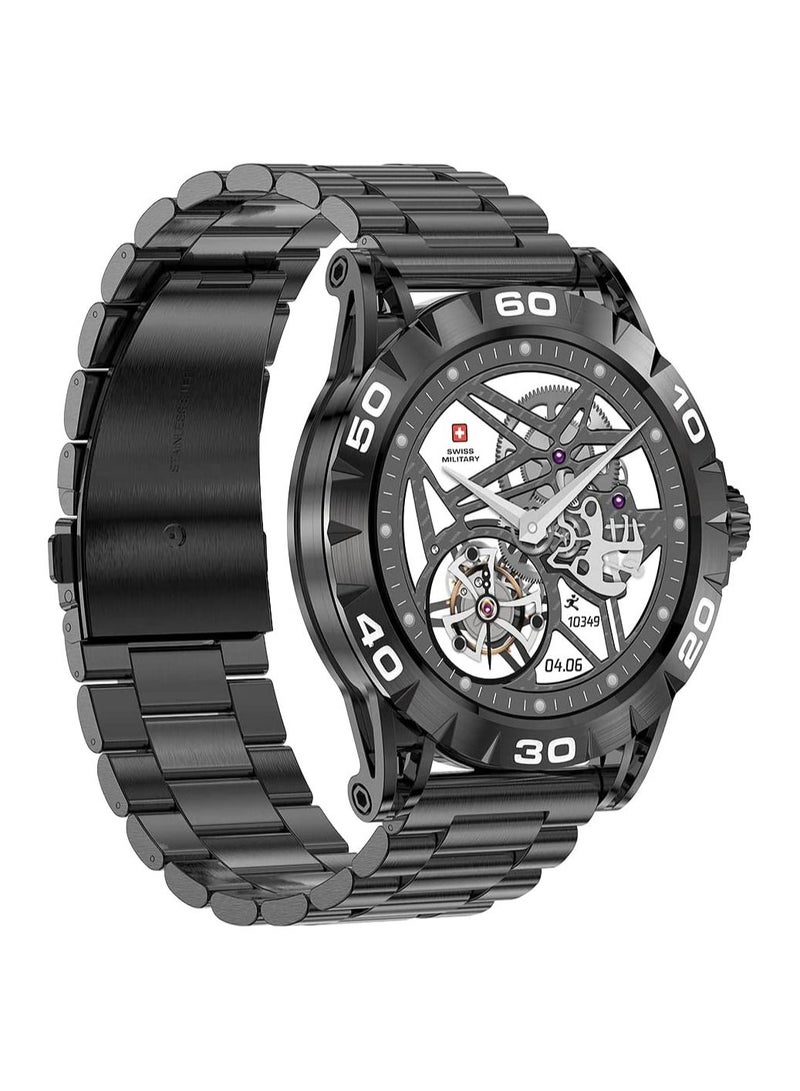 Swiss Military Dom 2 Smartwatch: Receive & Make Calls,Sport Features,Heart Rate/Blood Pressure/Oxygen Level Monitoring, Magnetic Charging,5-7 Days Battery Life Compatible with iOS/Android. - Gun Metal