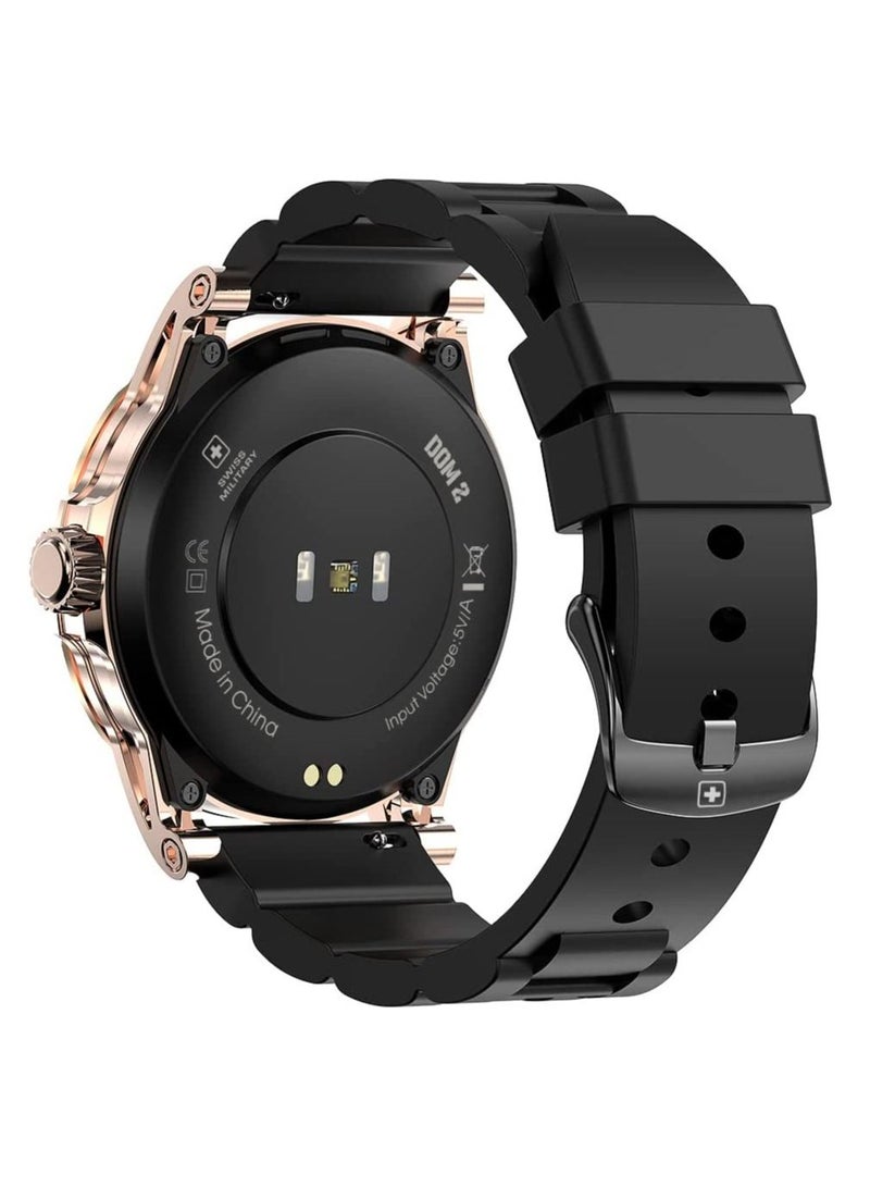 Swiss Military Dom 2 Smartwatch: Receive & Make Calls,Sport Features,Heart Rate/Blood Pressure/Oxygen Level Monitoring, Magnetic Charging,5-7 Days Battery Life,Compatible with iOS/Android.-Rose Gold