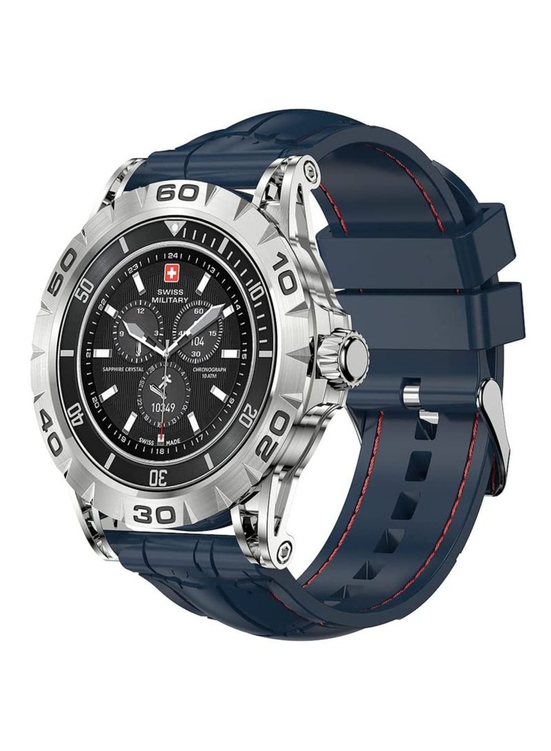 Swiss Military Dom 2 Smartwatch: Receive & Make Calls, Sport Features, Heart Rate/Blood Pressure/Oxygen Level Monitoring, Magnetic Charging, 5-7 Days Battery Life Compatible with iOS/Android. -  Blue