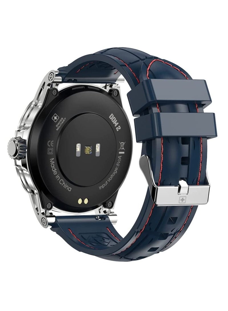 Swiss Military Dom 2 Smartwatch: Receive & Make Calls, Sport Features, Heart Rate/Blood Pressure/Oxygen Level Monitoring, Magnetic Charging, 5-7 Days Battery Life Compatible with iOS/Android. -  Blue