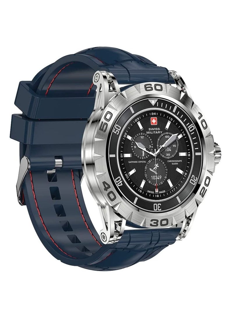 Swiss Military Dom 2 Smartwatch: Receive & Make Calls, Sport Features, Heart Rate/Blood Pressure/Oxygen Level Monitoring, Magnetic Charging, 5-7 Days Battery Life Compatible with iOS/Android. -  Blue