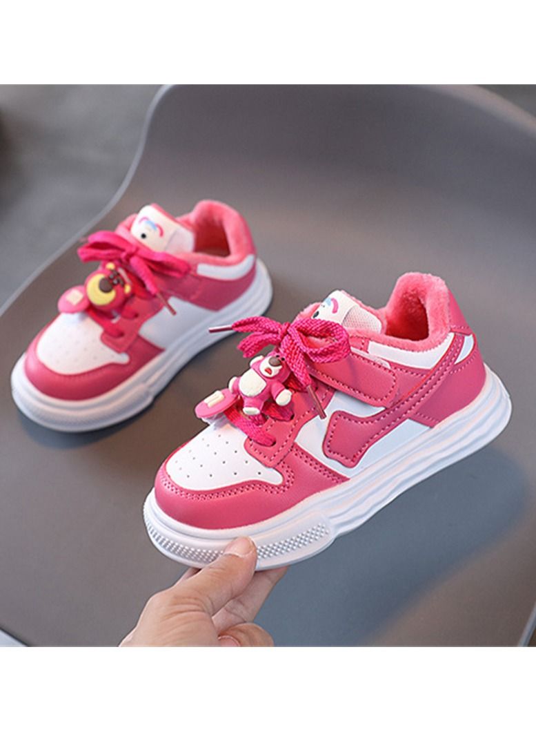 Add Velvet Cartoon Decoration Shoes Pink