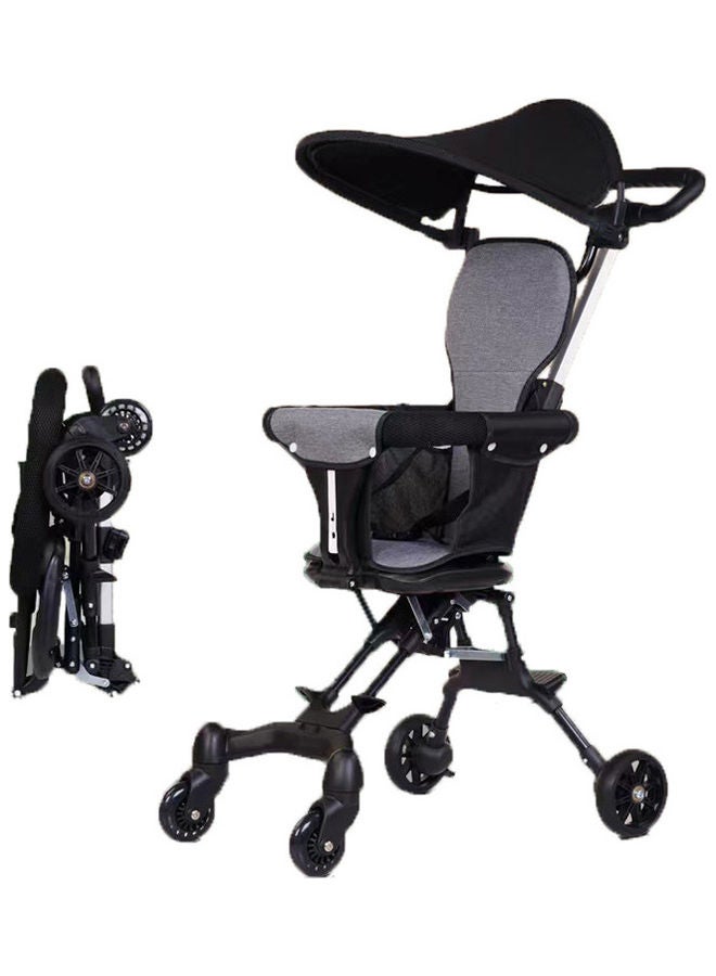 4 Wheels Baby Stroller Lightweight Quick One Hand Fold With Top Tray Compact And Stylish Design For Newborn To 3 Years