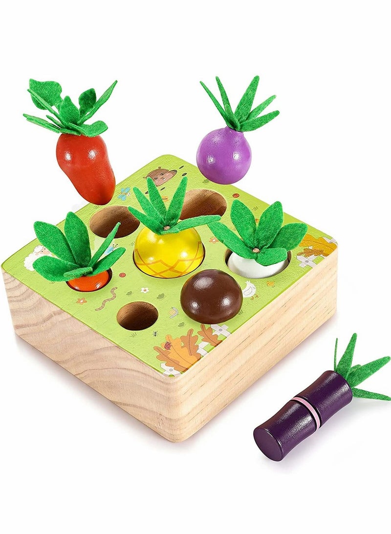 Toddler Toys for 1-3 Years Old Montessori Early Learning Farm Harvest Game Wooden Shape Sorting Puzzle, Developmental Motor Skill