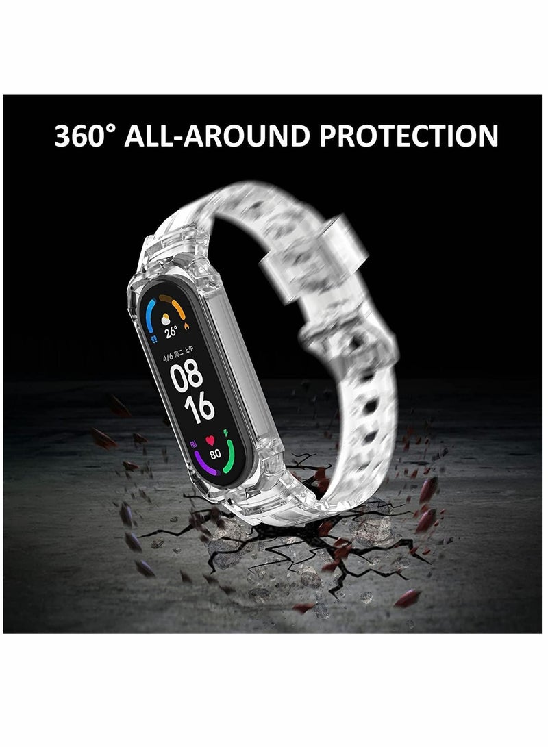 Replacement Strap, Sport Wristband, Adjustable Bracelet, for Xiaomi Mi Band 5 Bands/for 6 Bands, 2 Pack (Clear+Clear)