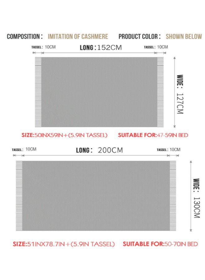 Soft Cozy Knit Blanket with Tassels for Couch and Bed Off White