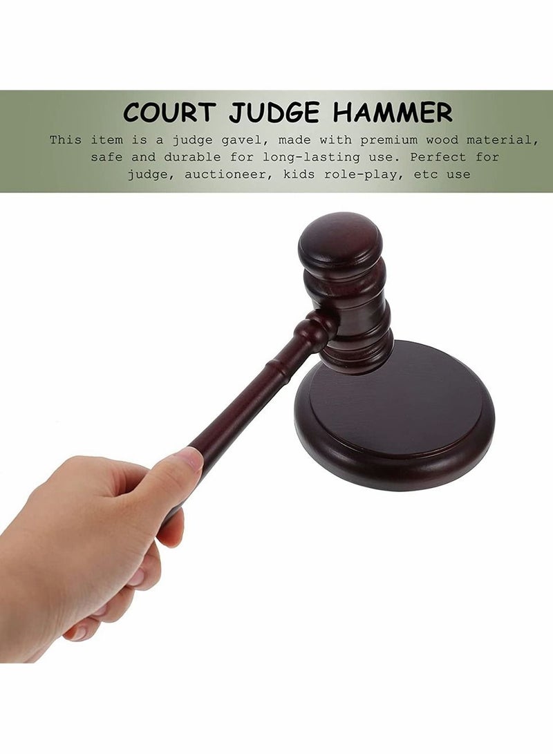 Handmade Wooden Gavel Block Set, and Sound Set Wood Hammer Court with Block, Perfect for Judge Lawyer Auction Student Gifts (Black)
