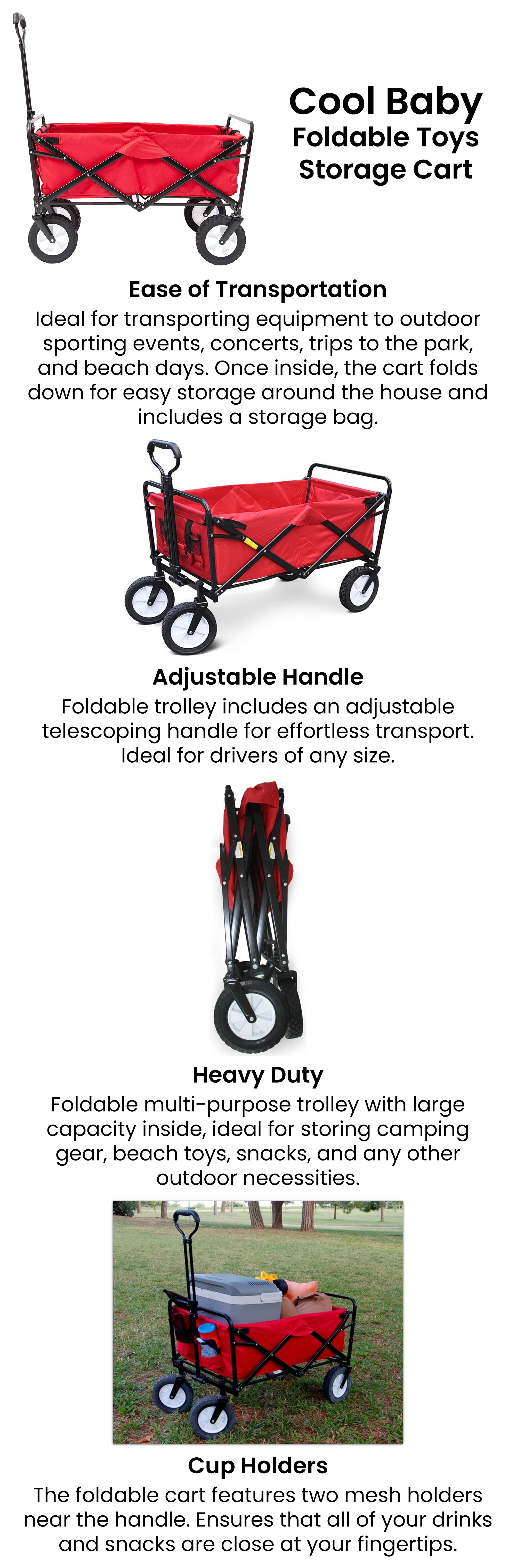Foldable Toys Storage Durable Lightweight Fabric Cart With Heavy Duty Frame ‎‎50x100x100cm