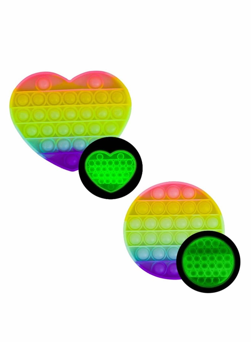 Push Pop Bubble Fidget Sensory Toy Special- Needs Anxiety Stress Reliever for Kids, Glow in-The-Dark, Autism Special and Kids Adults, It Figit (2 Pack)