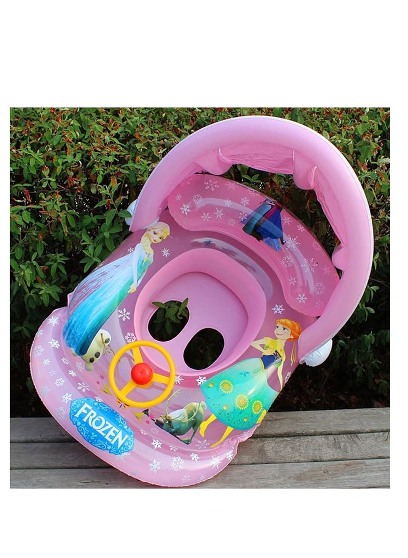 Baby Pool Floats, Inflatable Swimming Ring, Inflatable Float Toys For Swimming Pool With Canopy Pink