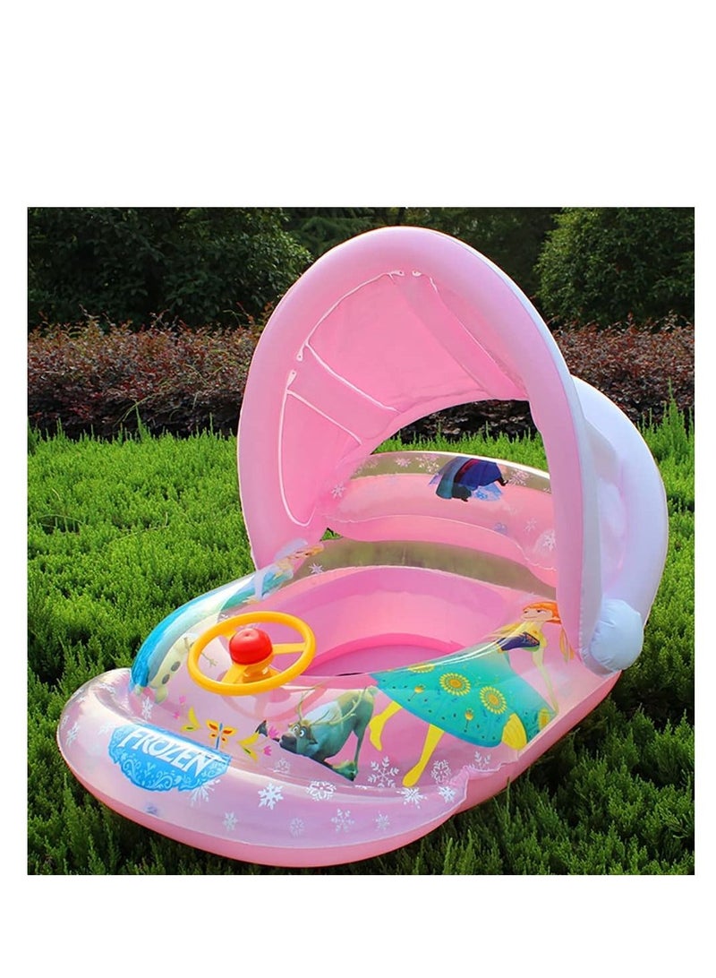 Baby Pool Floats, Inflatable Swimming Ring, Inflatable Float Toys For Swimming Pool With Canopy Pink