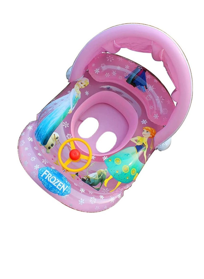 Baby Pool Floats, Inflatable Swimming Ring, Inflatable Float Toys For Swimming Pool With Canopy Pink